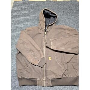 Carhartt Jacket Mens 3XL Vintage Brown J130 Quilted‎ Lined Hooded Distressed